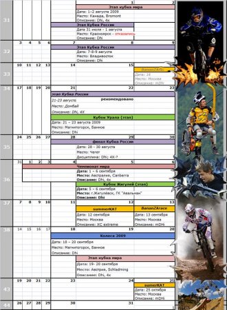 Проект Календаря гонок (DHi, 4x)